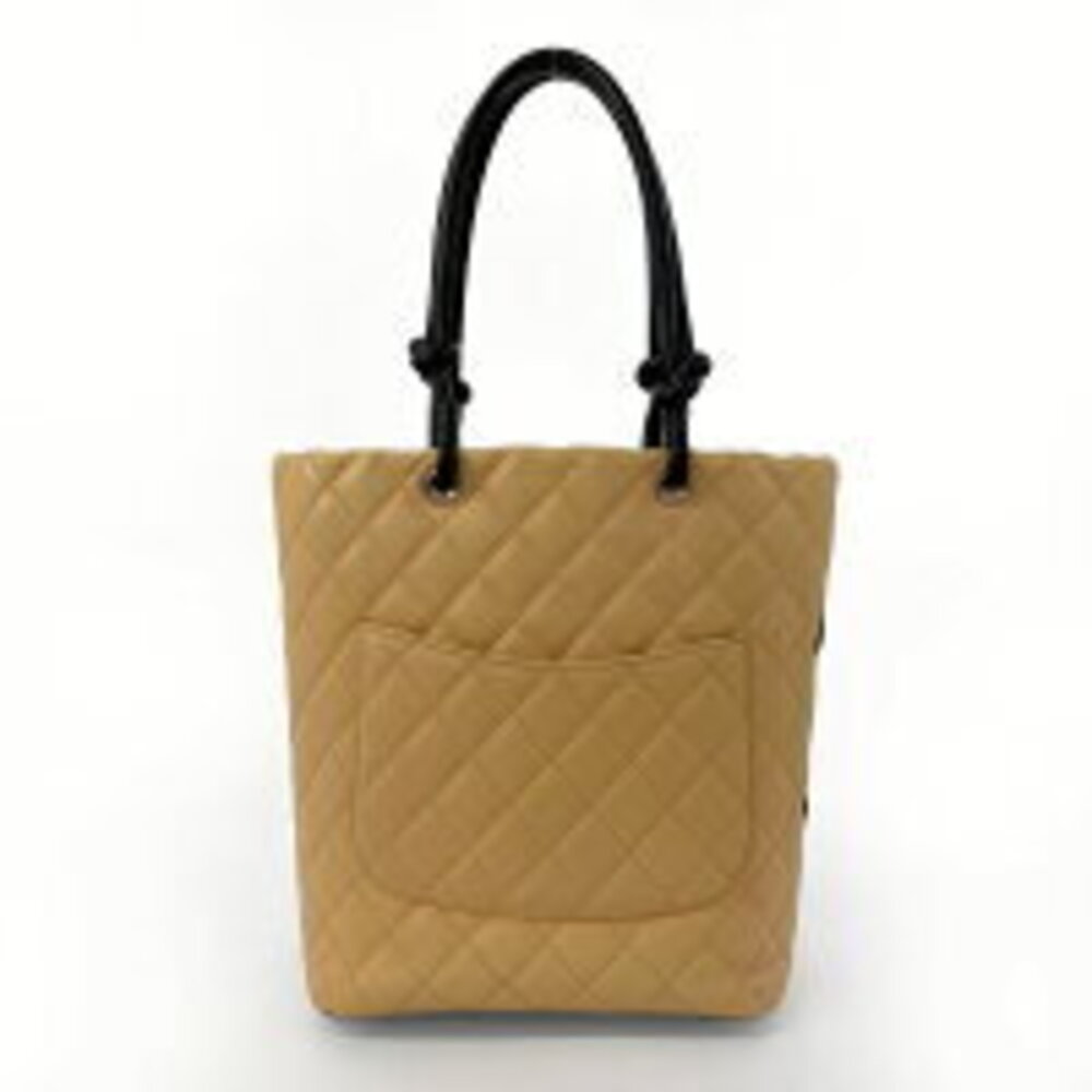 CHANEL Cambon Coco Mark Tote Bag Beige Tan Lambskin - Picture 3 of 5